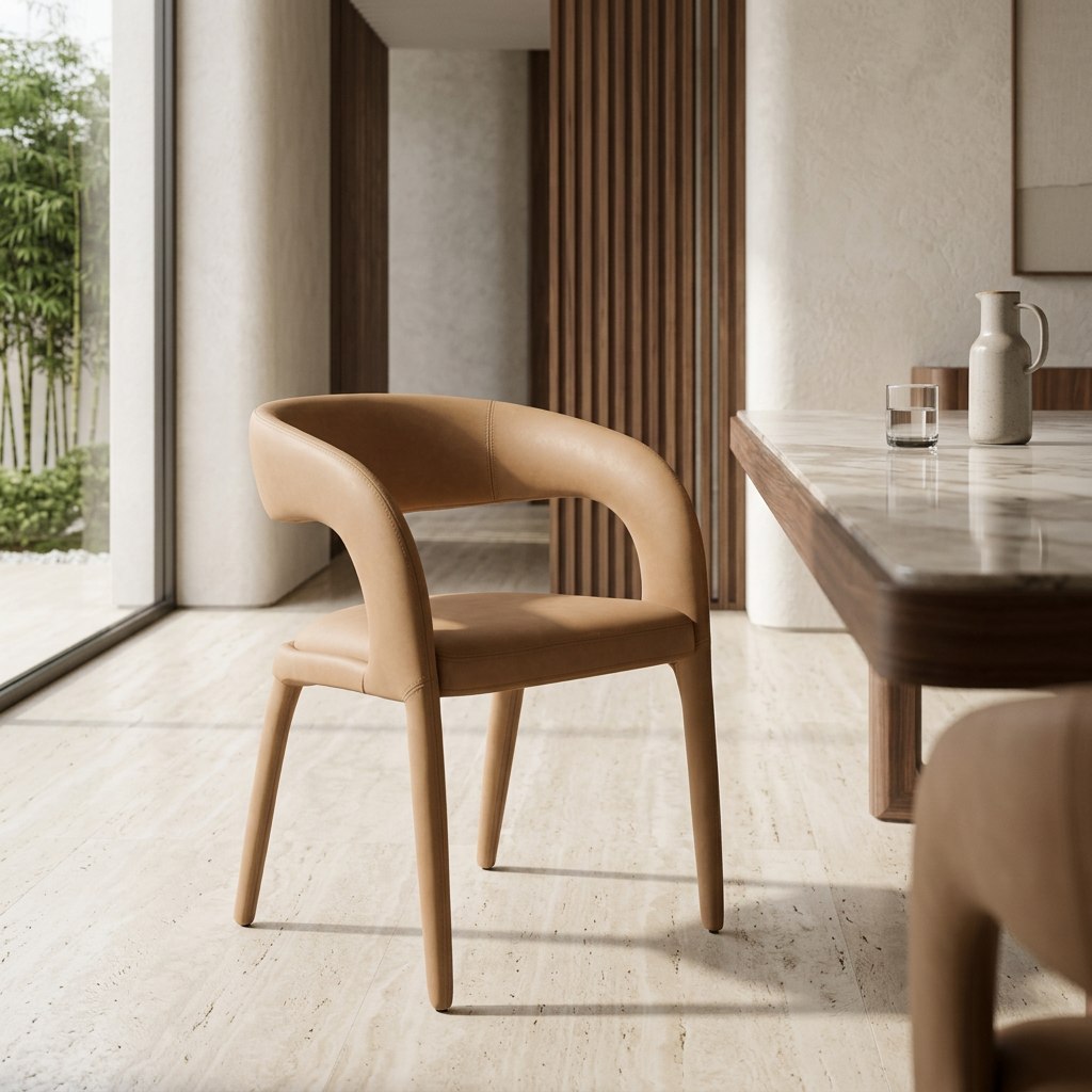 Faerron Modern Tan Leatherette Dining Chair