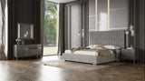 Splendor Silver & Grey Velvet Upholstered Platform Bed Set