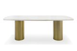 Rocky Glam White Marble & Brush Gold Large Dining Table