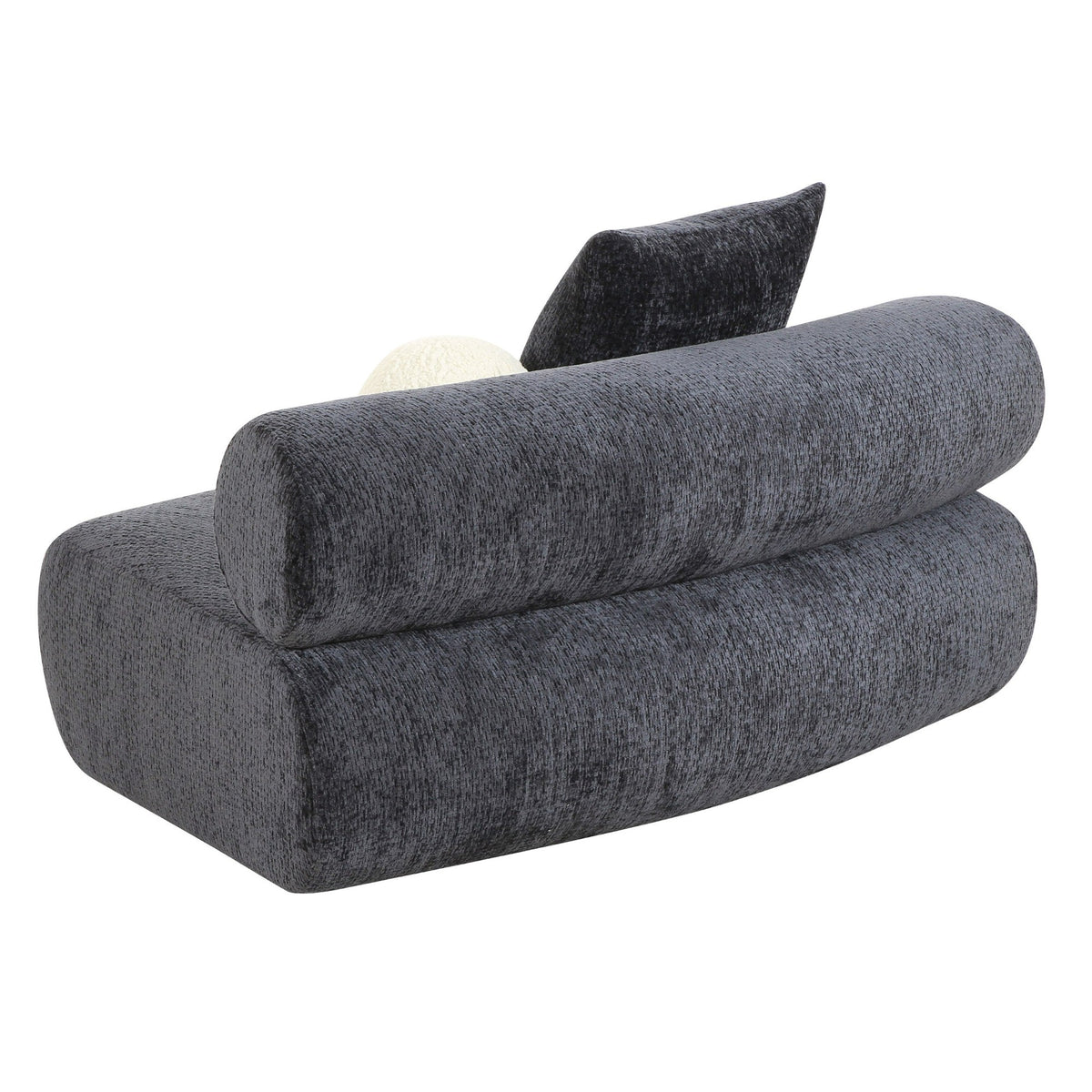 Simpson Contemporary Dark Grey Fabric Curved Modular Armless Seat with Throw Pillows