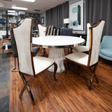 Bonnie Modern Beige Velvet & Champagne Gold Dining Chair (Set of 2)