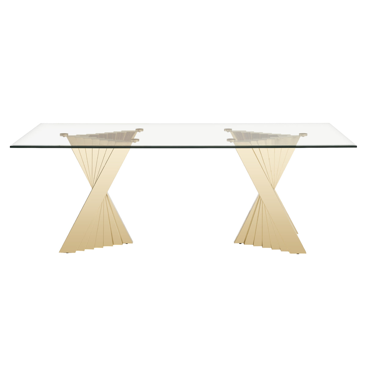 Buquet Glam Glass + Champagne Gold Rectangular Dining Table