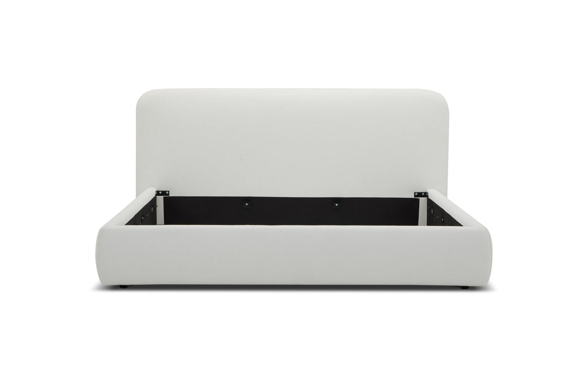 Liam Modern Ivory Fabric Upholstered Bed