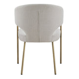 Claudine Modern Off-White Fabric & Brass Dining Chair