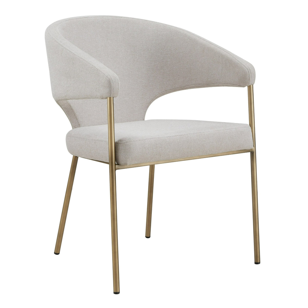 Claudine Modern Off-White Fabric & Brass Dining Chair