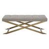 Xane Contemporary Grey Fabric & Brushed Brass Bench