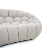 Yolonda Modern Curved Beige Fabric Sofa Set