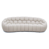 Yolonda Modern Curved Beige Fabric Sofa
