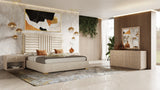 Daystar + Roma Modern Beige Velvet + Travertine + Gold Bedroom Set