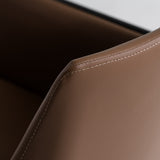 Leshay Modern Dark Camel Vegan Leather + Black Metal Dining Chair