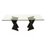 Corbin Mid-Century Black Ash & Glass Dining Table