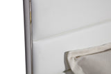 Cartier Modern White Vegan Leather + Stainless Steel 4-Piece Bedroom Set