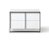 Cartier Modern White Vegan Leather + Stainless Steel 4-Piece Bedroom Set