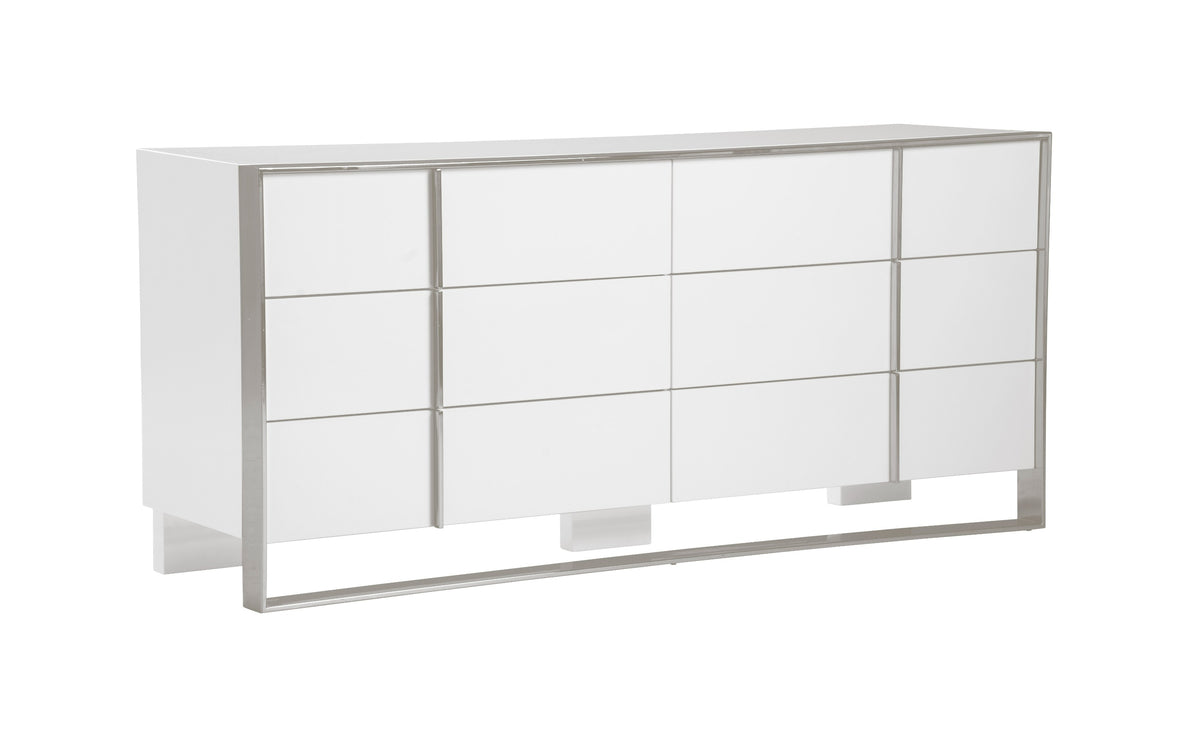 Cartier Modern White + Stainless Steel Dresser