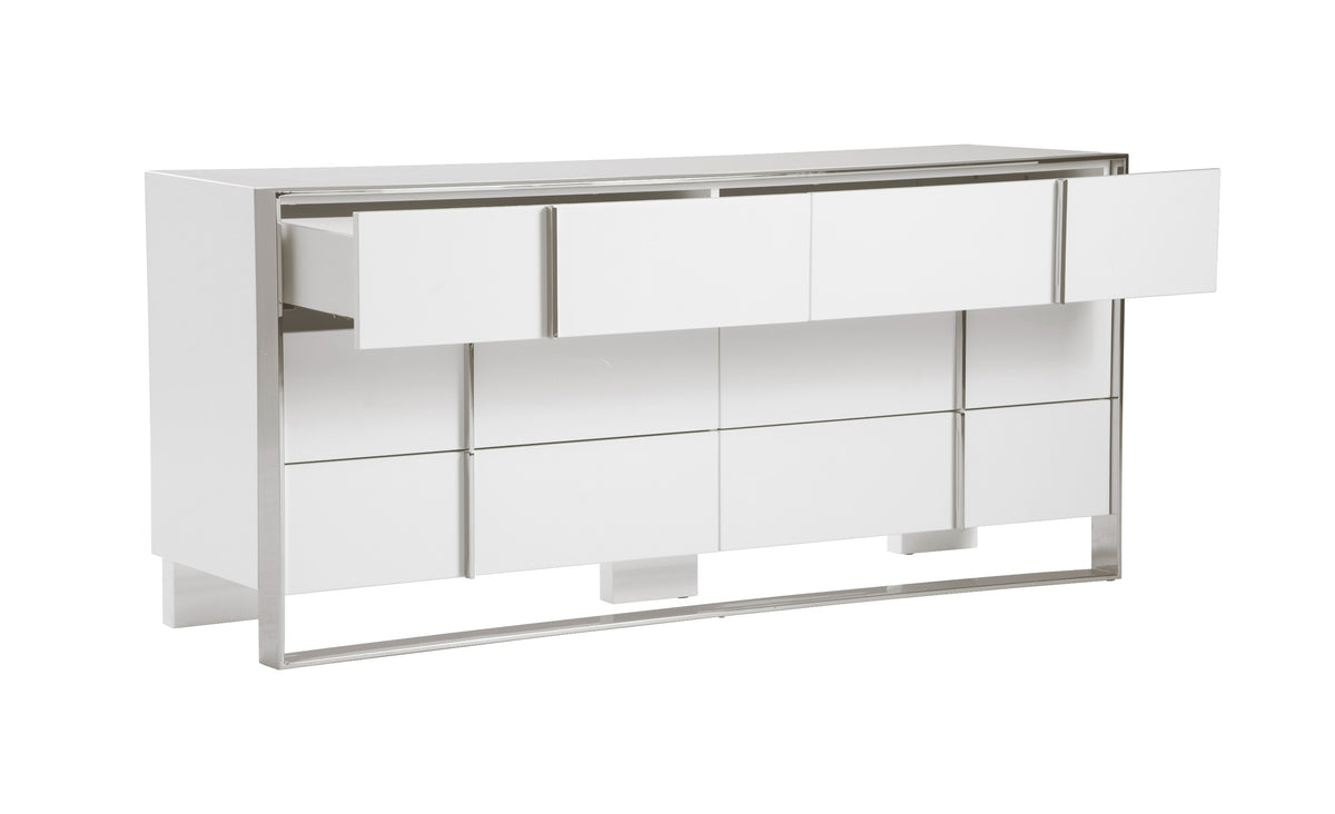 Cartier Modern White + Stainless Steel Dresser