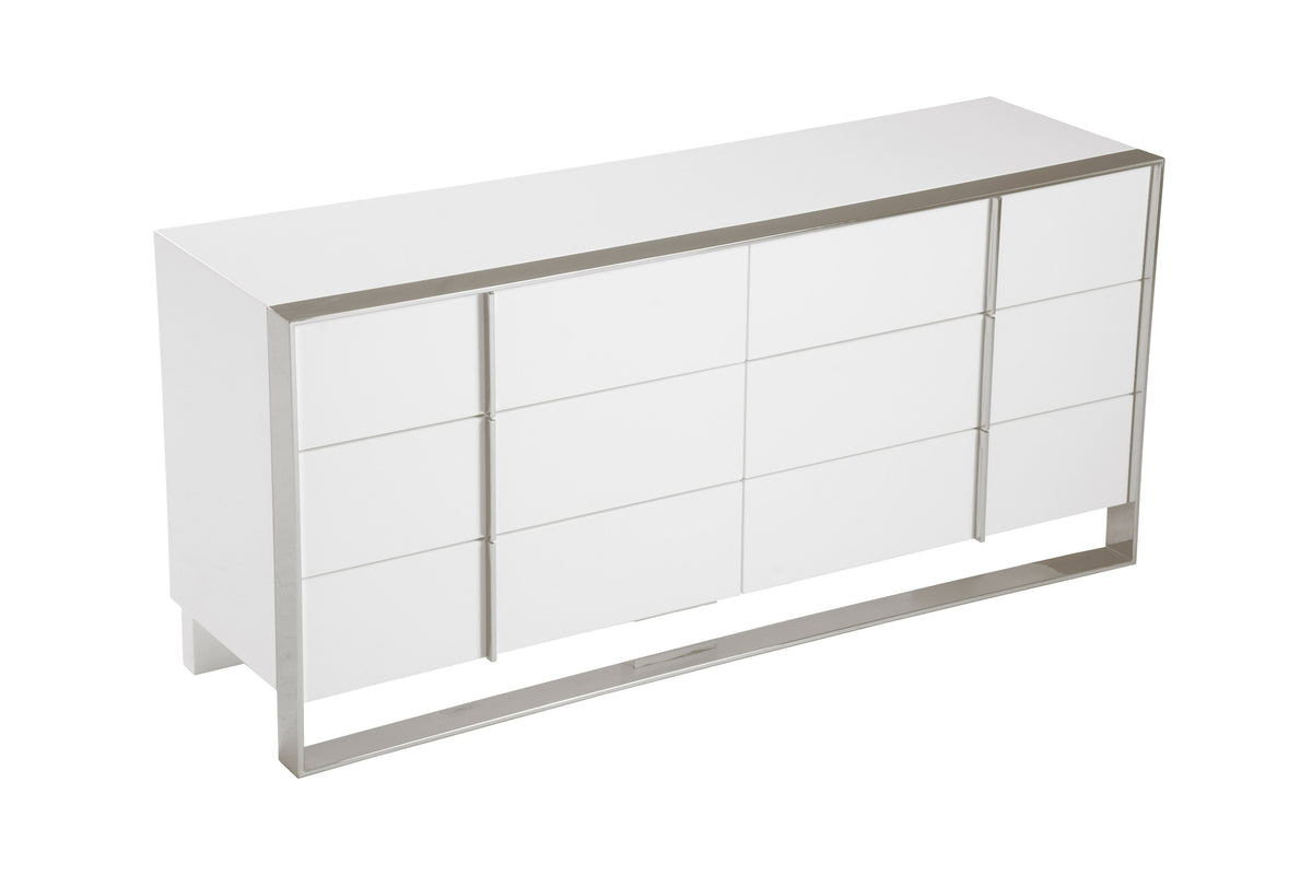 Cartier Modern White + Stainless Steel Dresser