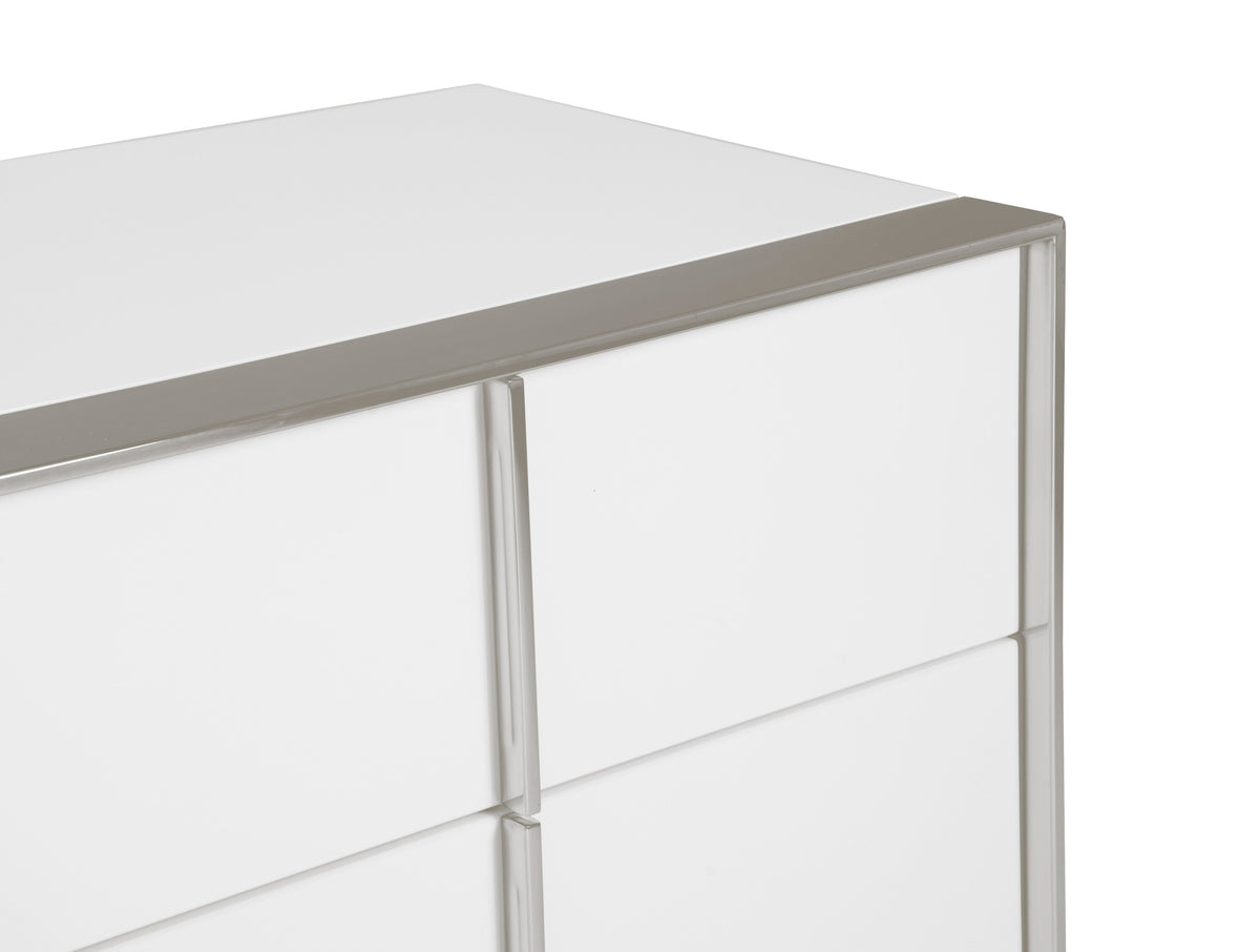 Cartier Modern White + Stainless Steel Dresser