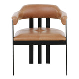 Hazen Modern Camel Leather + Black Iron Dining Chair