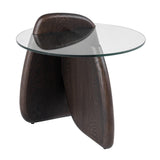 Buxton Mid-Century Modern Glass + Dark Walnut End Table