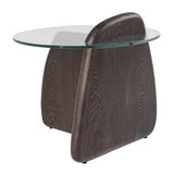 Buxton Mid-Century Modern Glass + Dark Walnut End Table