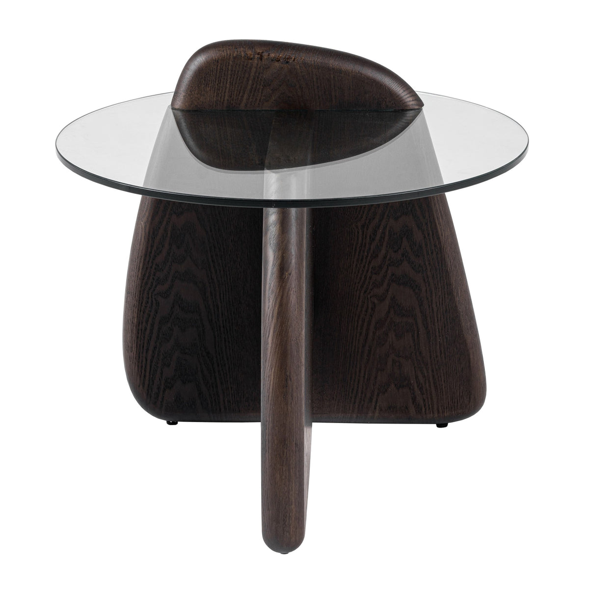 Buxton Mid-Century Modern Glass + Dark Walnut End Table