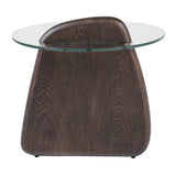 Buxton Mid-Century Modern Glass + Dark Walnut End Table