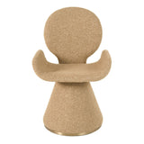 Neptune Contemporary Beige Fabric + Brushed Brass Dining Chair