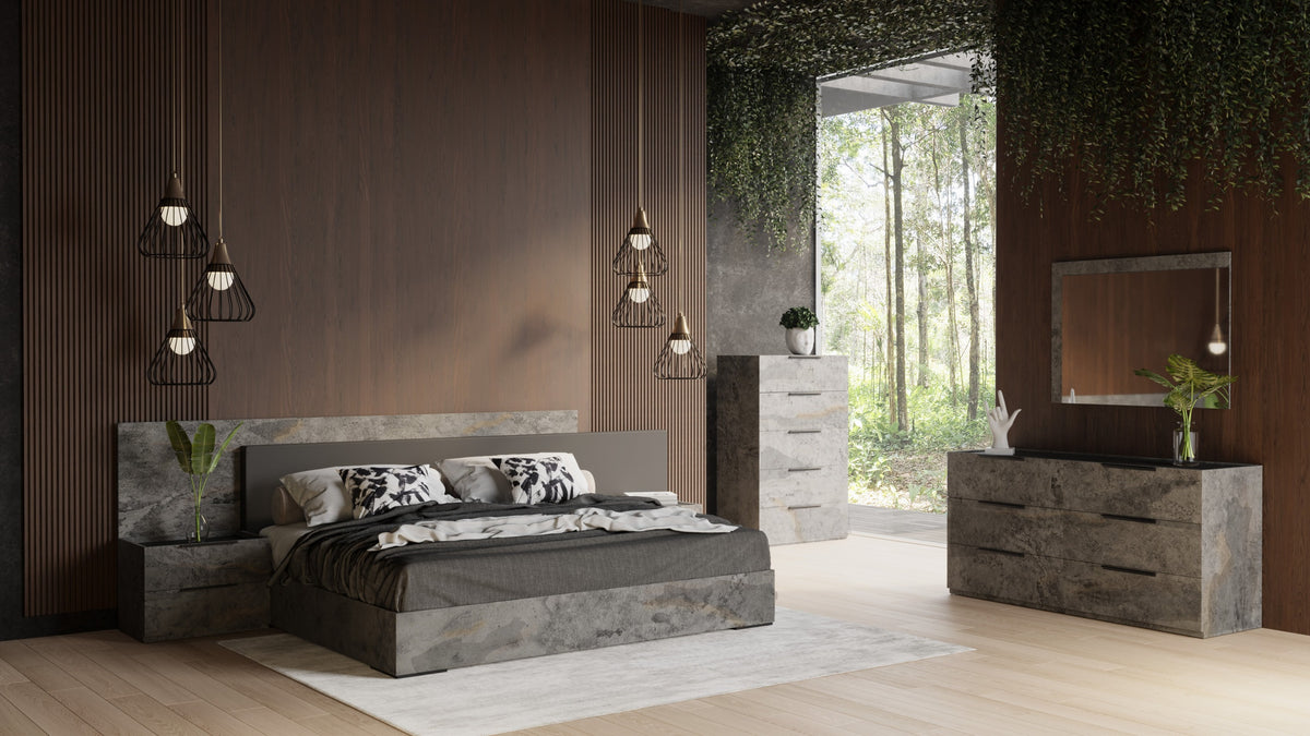 Ferrara Modern Volcano Oxide Grey Bedroom Set