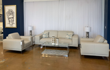 Soho Contemporary Italian Light Grey Leather Sofa