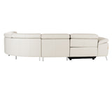 Mini Wonder Italian Modern Grey Leather Sectional Sofa with Left Facing Recliner