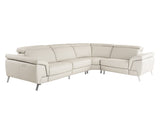 Mini Wonder Italian Modern Grey Leather Sectional Sofa with Left Facing Recliner