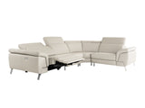 Mini Wonder Italian Modern Grey Leather Sectional Sofa with Left Facing Recliner