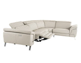 Mini Wonder Italian Modern Grey Leather Sectional Sofa with Left Facing Recliner