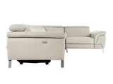 Mini Wonder Italian Modern Grey Leather Sectional Sofa with Left Facing Recliner