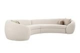 Kilmer Modern Off-White Curved Fabric Sectional Sofa
