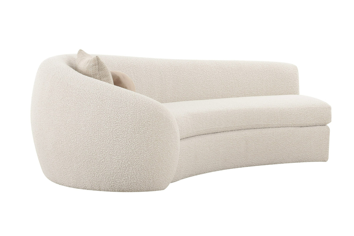 Kilmer Modern Off-White Curved Fabric Sectional Sofa