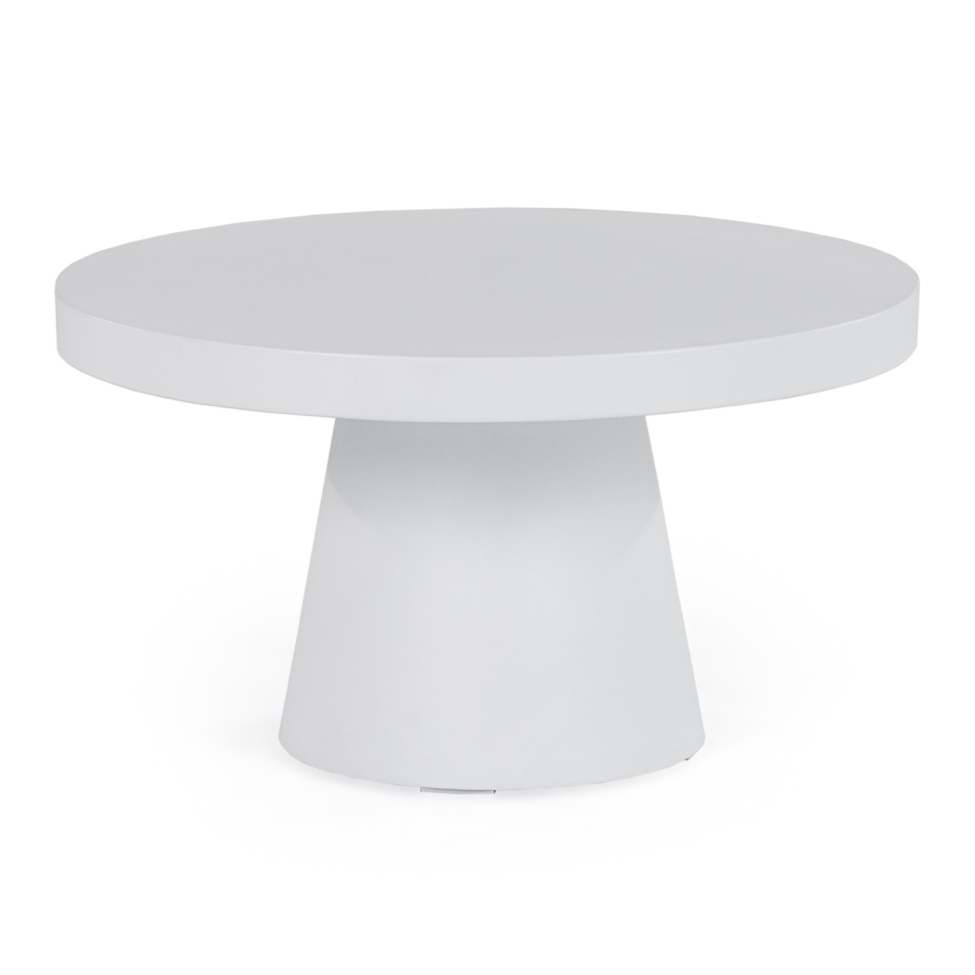 Desoto Modern White Concrete Round Coffee Table