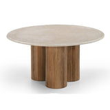 Hayden Modern Marble + Wood Round Coffee Table