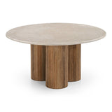 Hayden Modern Marble + Wood Round Coffee Table