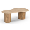 Sanford Modern Travertine Marble + Wood Freeform Coffee Table