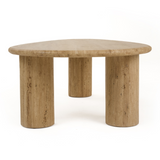 Gracemont Modern Travertine Marble Freeform Coffee Table