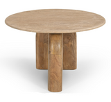 Kellison Modern Travertine Marble + Wood End Table