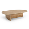 Chisholm Modern Travertine Marble + Wood Freeform Coffee Table