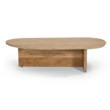 Chisholm Modern Travertine Marble + Wood Freeform Coffee Table