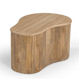 Matador Modern Travertine Marble + Wood Freeform Coffee Table Set