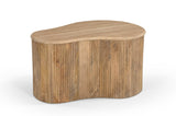 Matador Modern Travertine Marble + Wood Freeform Coffee Table Set