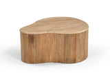 Matador Modern Travertine Marble + Wood Freeform Coffee Table Set