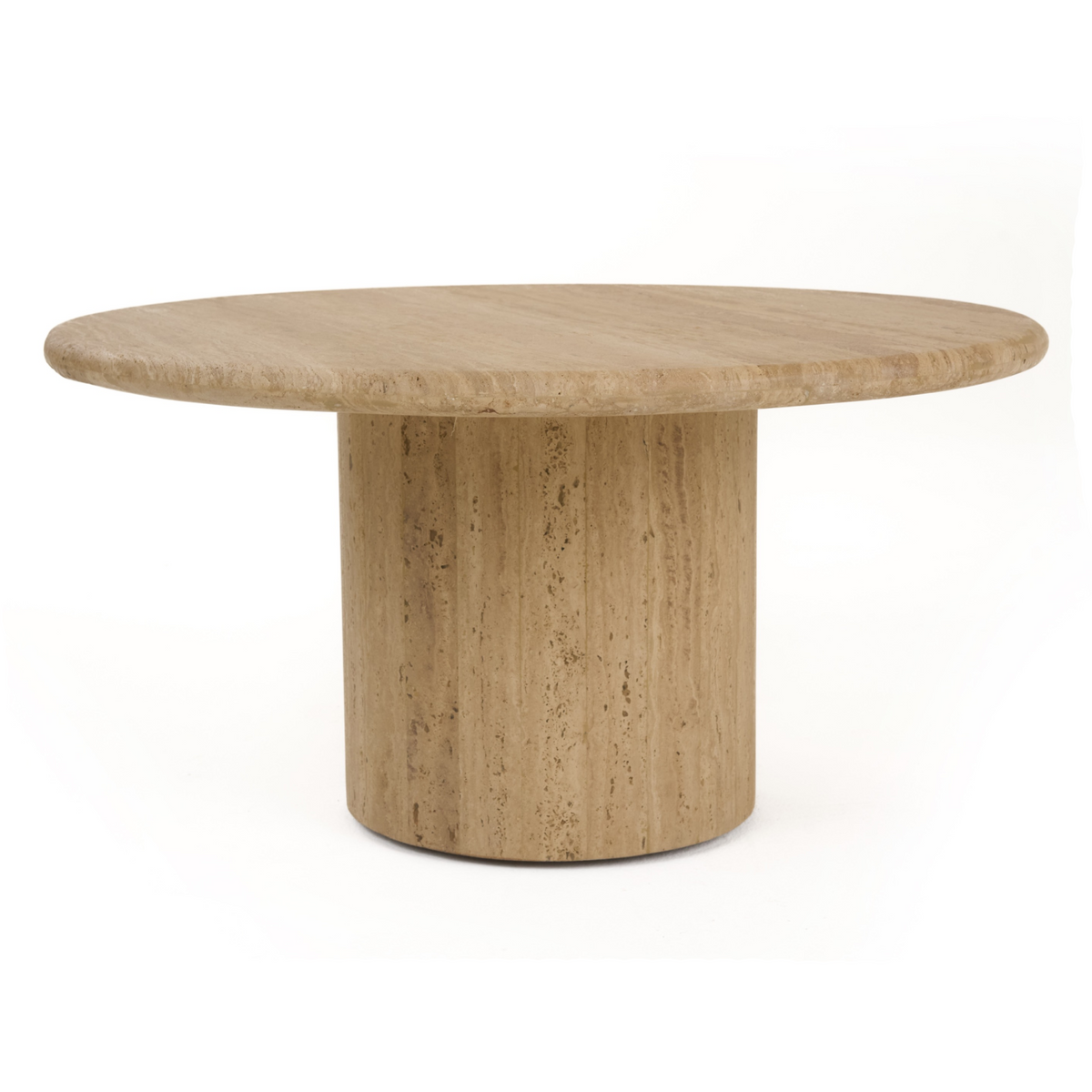 Lavaca Modern Travertine Marble Round Coffee Table
