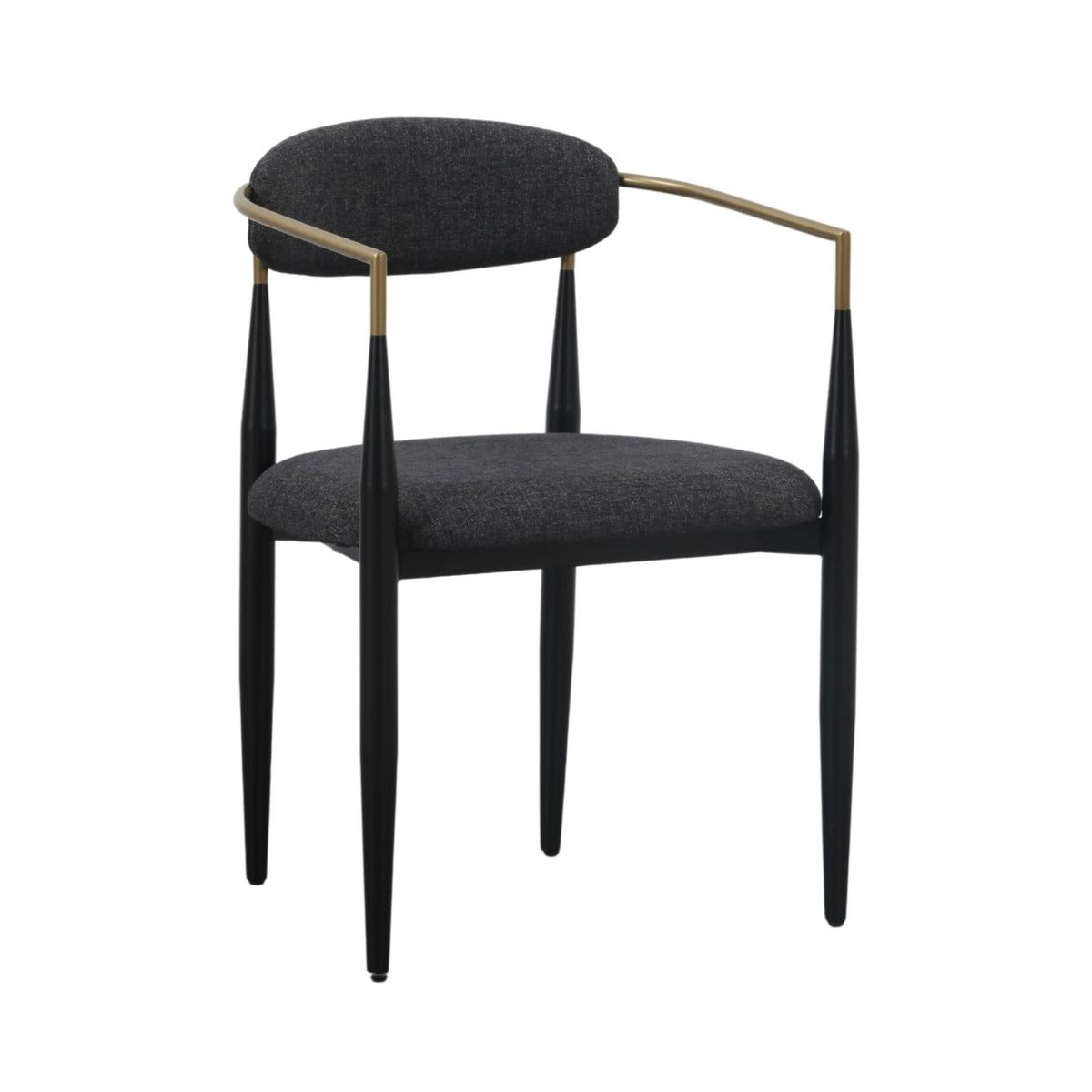 Buchtel Mid-Century Modern Dark Grey + Gold Arm + Black Dining Chair