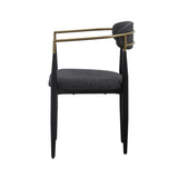 Buchtel Mid-Century Modern Dark Grey + Gold Arm + Black Dining Chair